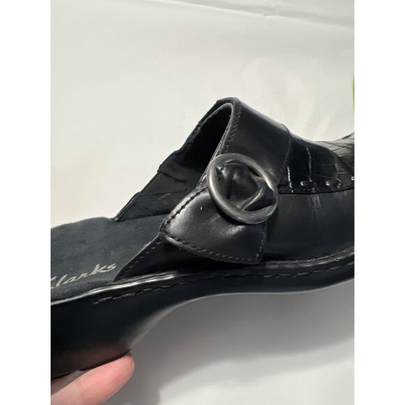 Clarks Womens Black Leather Slip-On Mules 8 - Picture 3 of 11